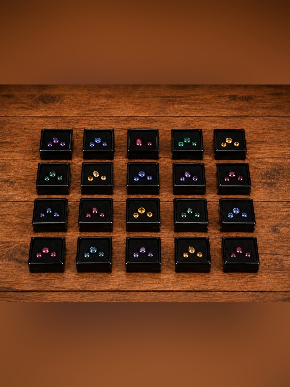 SET OF 20 Black Gemstone Display Boxes Clear Lid Jewelry Loose Stone Storage